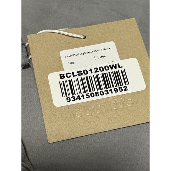 Ettitude Sateen Long Sleeve Pajama PJ Shirt Bamboo Button Front Gray Large NEW - Picture 10 of 10